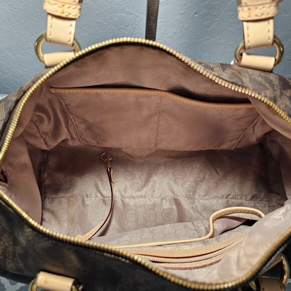 Michael Khors Grayson Monogram Leather Trim Handbag EUC - Picture 9 of 17